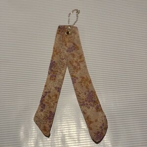 Tan Floral Purse Scarf Keychain